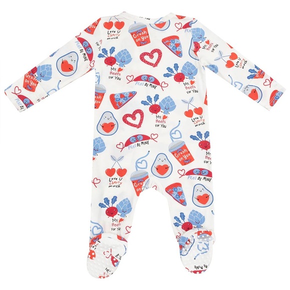 NWT Angel Dear Love You Foodie Much 9-3M Blue 2 Way Zipper Footie Bamboo - Picture 3 of 7